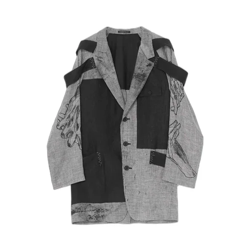 Dual Fabric Jacket With Shoulder Epaulettes
