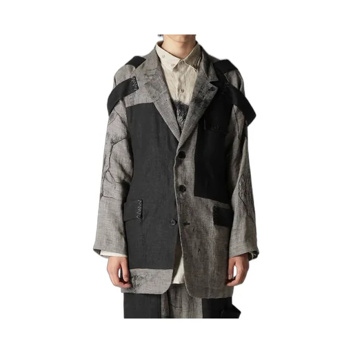 Dual Fabric Jacket With Shoulder Epaulettes
