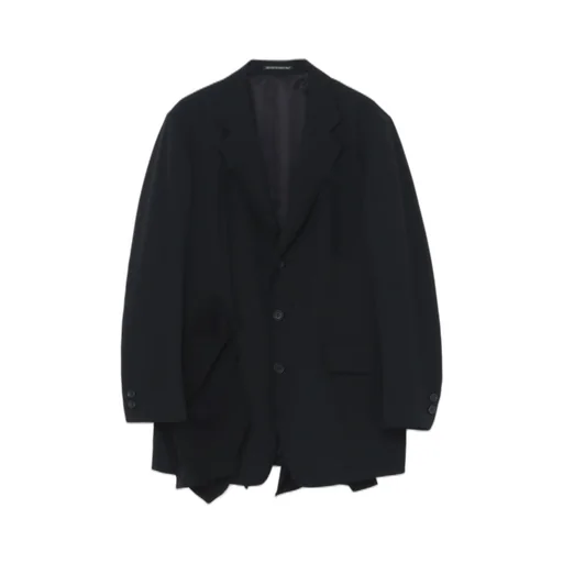 Wool Gabardine Left Side Draped Jacket