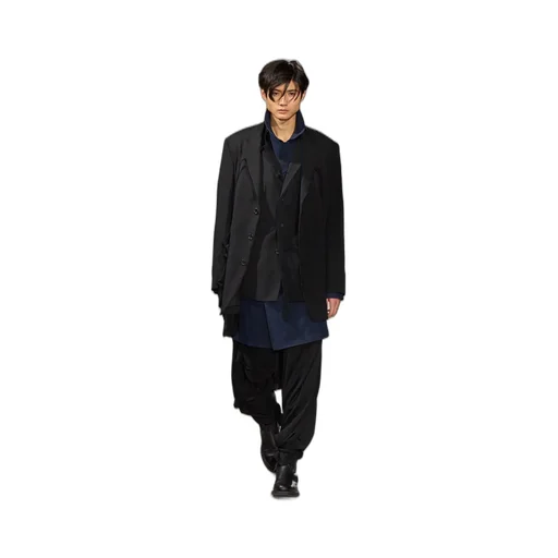 Wool Gabardine Left Side Draped Jacket