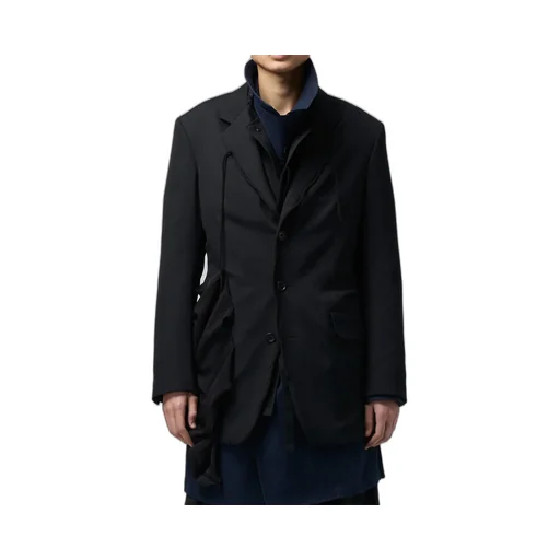 Wool Gabardine Left Side Draped Jacket