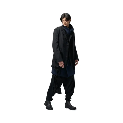 Wool Gabardine Left Side Draped Jacket