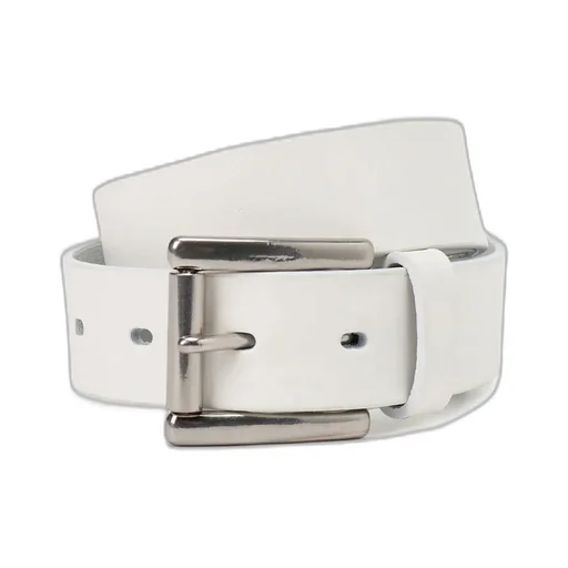 White Leather 30Mm Plain Belt