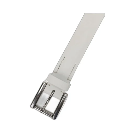 White Leather 30Mm Plain Belt