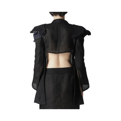 Li Double Gauze Shoulder Motif Jacket