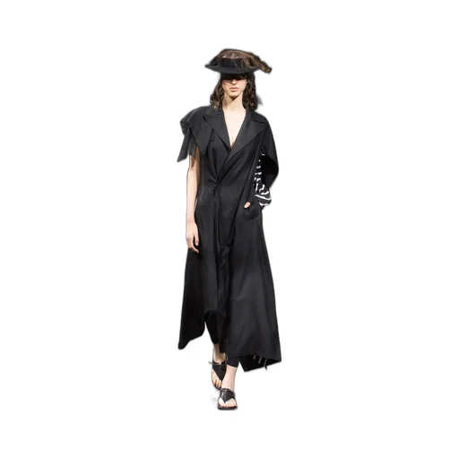 <411/1>+<412/1> Side Open Draped Coat