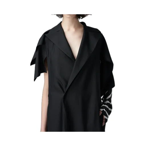<411/1>+<412/1> Side Open Draped Coat