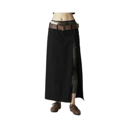 7.6Oz Uneven Yarn Denim L Slit Slim Fit Skirt