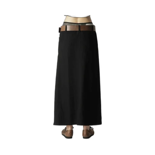 7.6Oz Uneven Yarn Denim L Slit Slim Fit Skirt