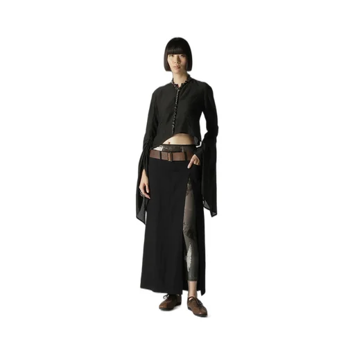 7.6Oz Uneven Yarn Denim L Slit Slim Fit Skirt