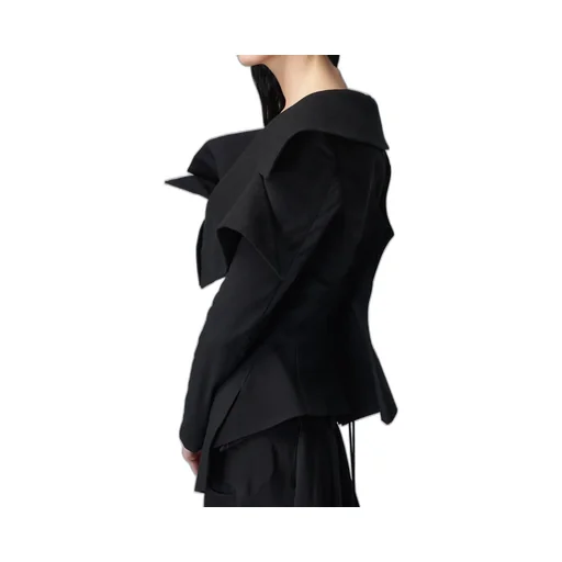 Lace-Up Jacket With Open Neckline