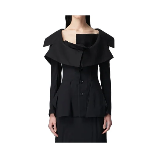 Lace-Up Jacket With Open Neckline