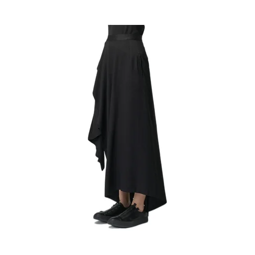 Rayon Satin Pleated Asymmetric Skirt