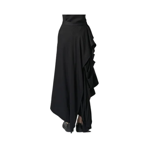 Rayon Satin Pleated Asymmetric Skirt