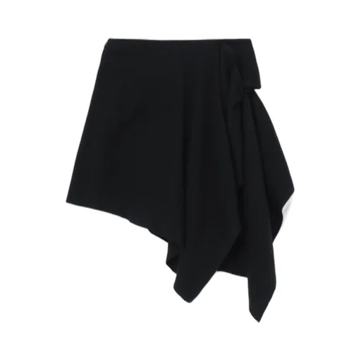 Gauze Herringbone R Draped Short Skirt