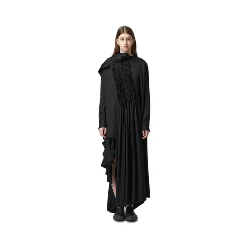 Rayon Satin Pleated Asymmetric Skirt