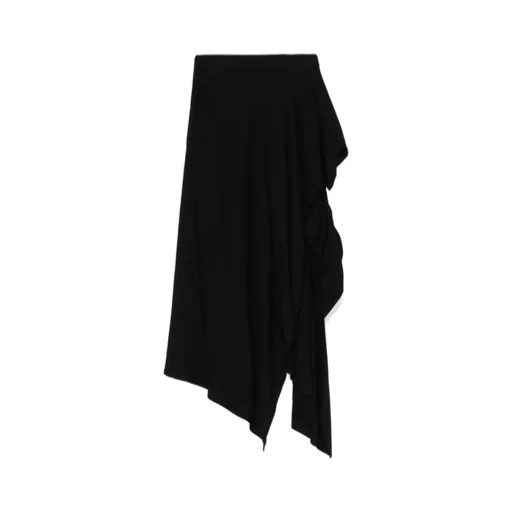 Rayon Satin Pleated Asymmetric Skirt
