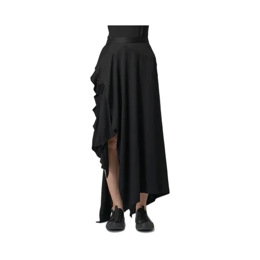 Rayon Satin Pleated Asymmetric Skirt