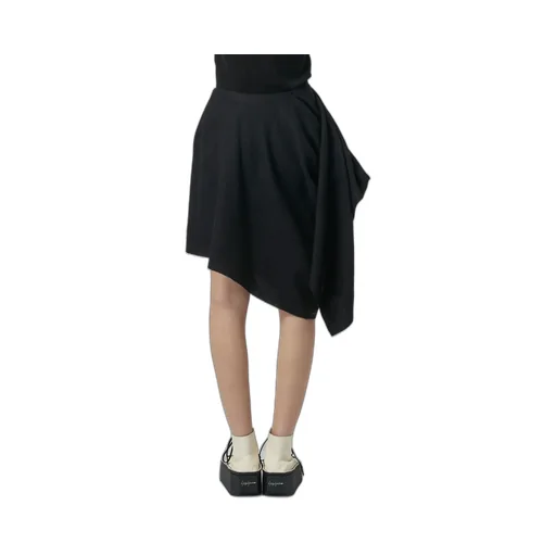 Gauze Herringbone R Draped Short Skirt