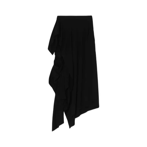 Rayon Satin Pleated Asymmetric Skirt