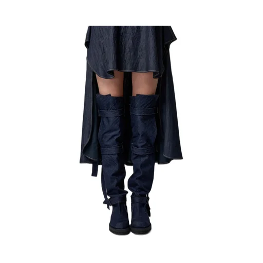 12 Oz Uneven Yarn Denim Long Strap Denim Boots
