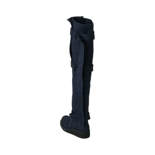 12 Oz Uneven Yarn Denim Long Strap Denim Boots