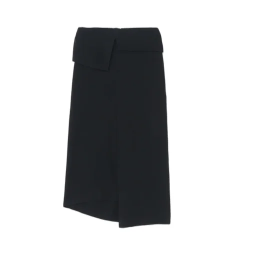 Wash-Treated Wool/Rayon Asymmetric Tube Skirt