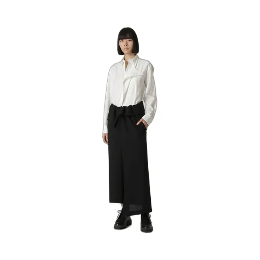 Wash-Treated Wool/Rayon Asymmetric Tube Skirt