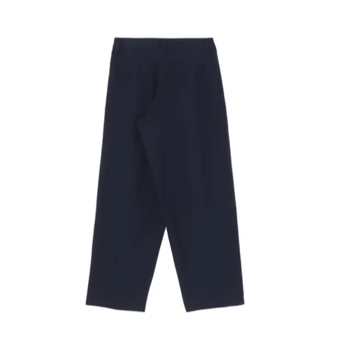 Shrunken Wool Serge Single Pleated Wide Leg Pants