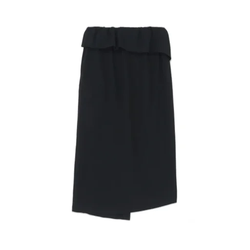 Wash-Treated Wool/Rayon Asymmetric Tube Skirt