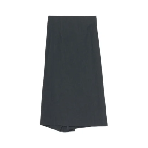 Wrinkled Wool/Rayon Twill Pleated Wrap Skirt