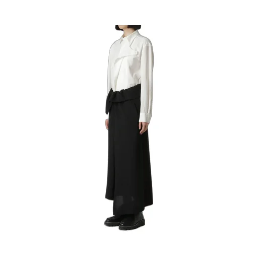 Wash-Treated Wool/Rayon Asymmetric Tube Skirt