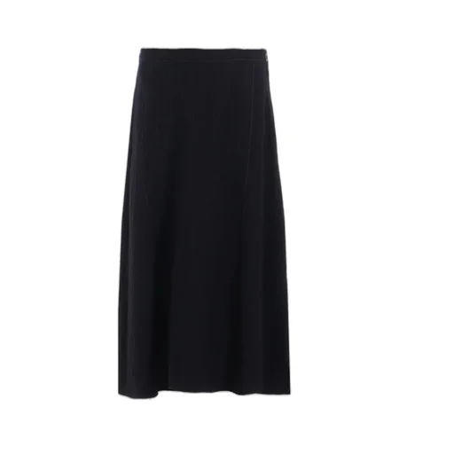 Wool Pinstripe Asymmetric Flare Skirt