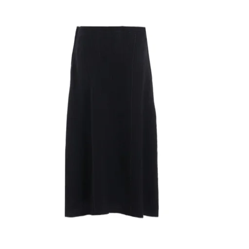 Wool Pinstripe Asymmetric Flare Skirt