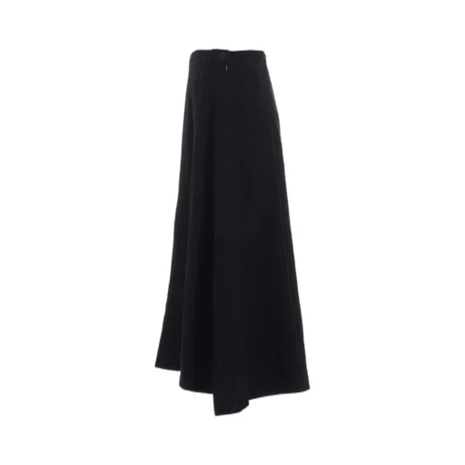 Wool Pinstripe Asymmetric Flare Skirt