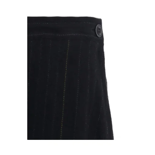 Wool Pinstripe Asymmetric Flare Skirt
