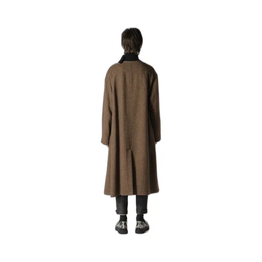 W/Li Herringbone Collarless Coat