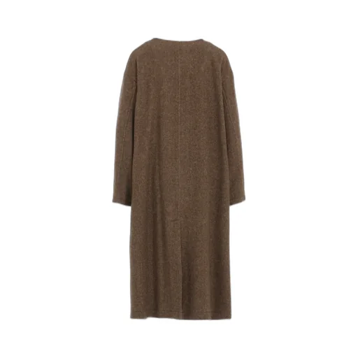 W/Li Herringbone Collarless Coat