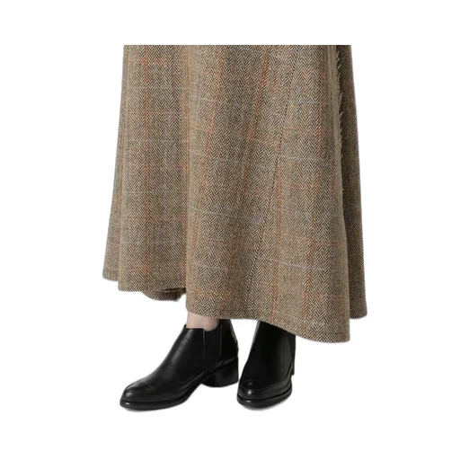 Wool British Tweed Back Drop Skirt