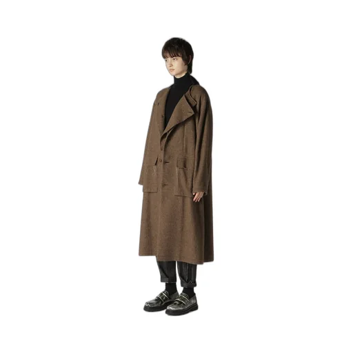 W/Li Herringbone Collarless Coat