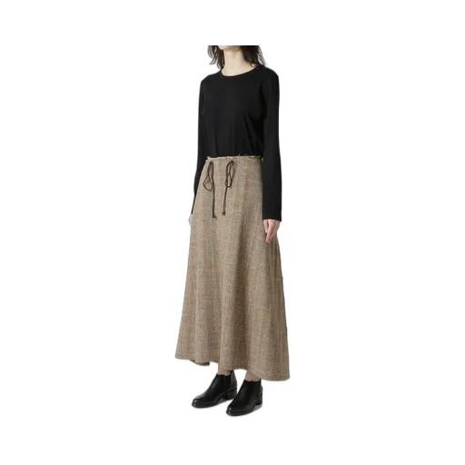 Wool British Tweed Back Drop Skirt