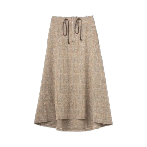 Wool British Tweed Back Drop Skirt