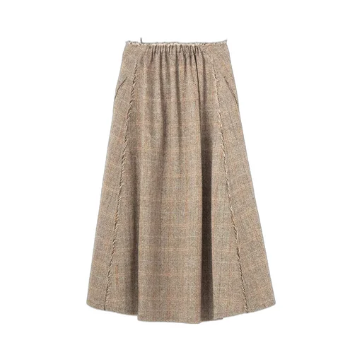 Wool British Tweed Back Drop Skirt