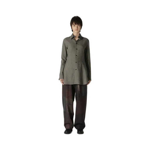 W/ Mini Herringbone Open Neck Blouse