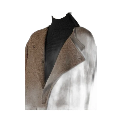 W/Li Herringbone Collarless Coat