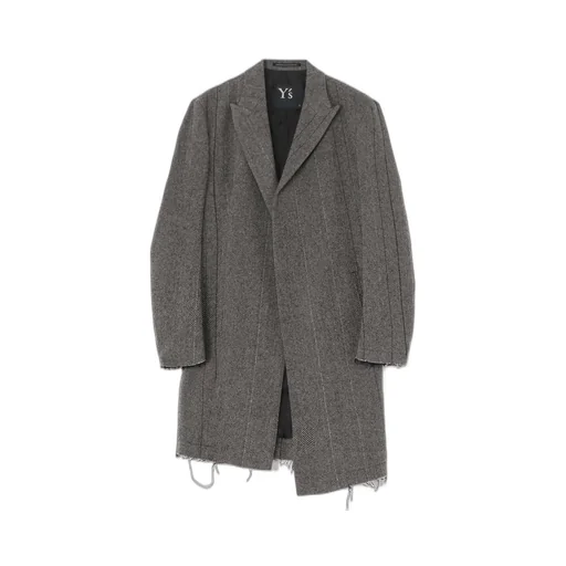 Wool Tweed Herringbone Asymmetric Jacket
