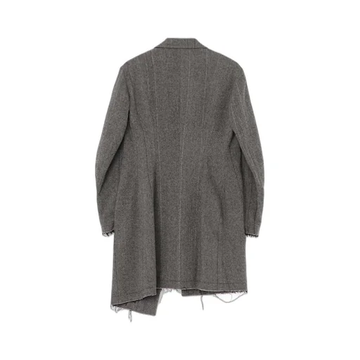 Wool Tweed Herringbone Asymmetric Jacket