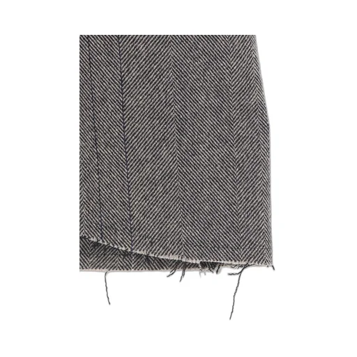 Wool Tweed Herringbone Long Pocket Skirt