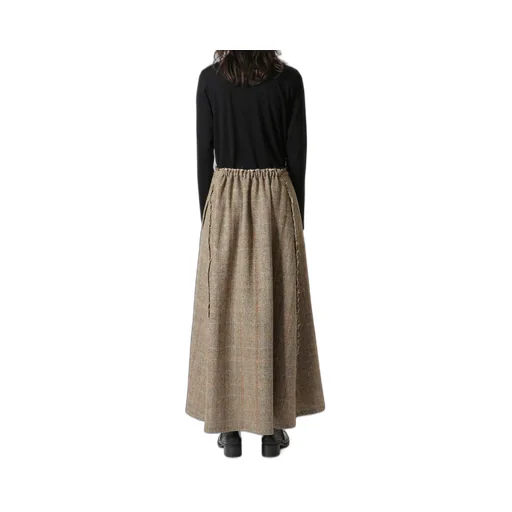 Wool British Tweed Back Drop Skirt