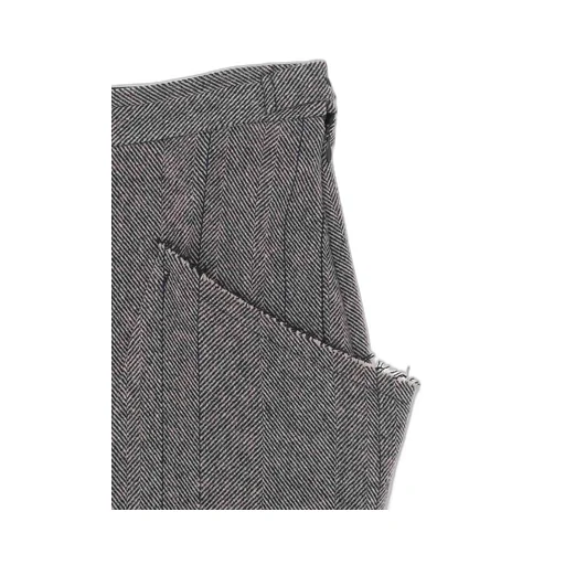 Wool Tweed Herringbone Long Pocket Skirt